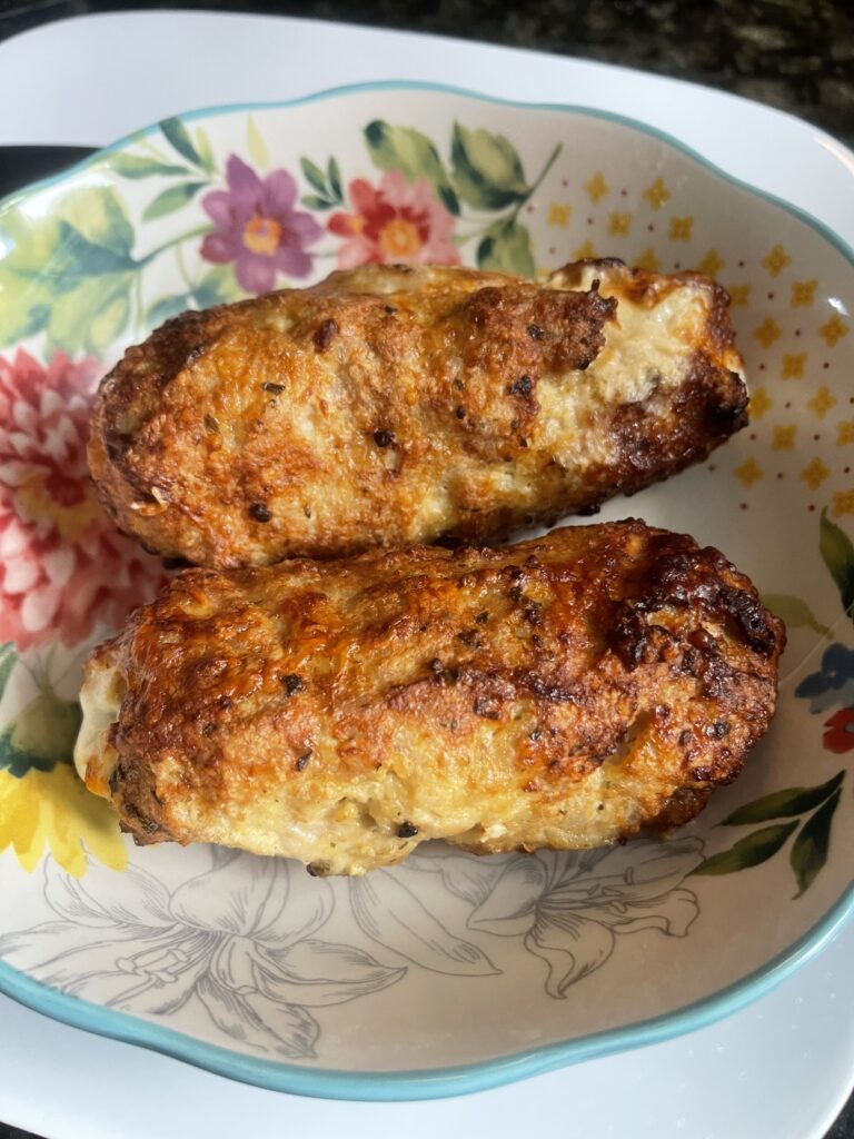high protein garlic cheese stuffed chicken fingers sticks